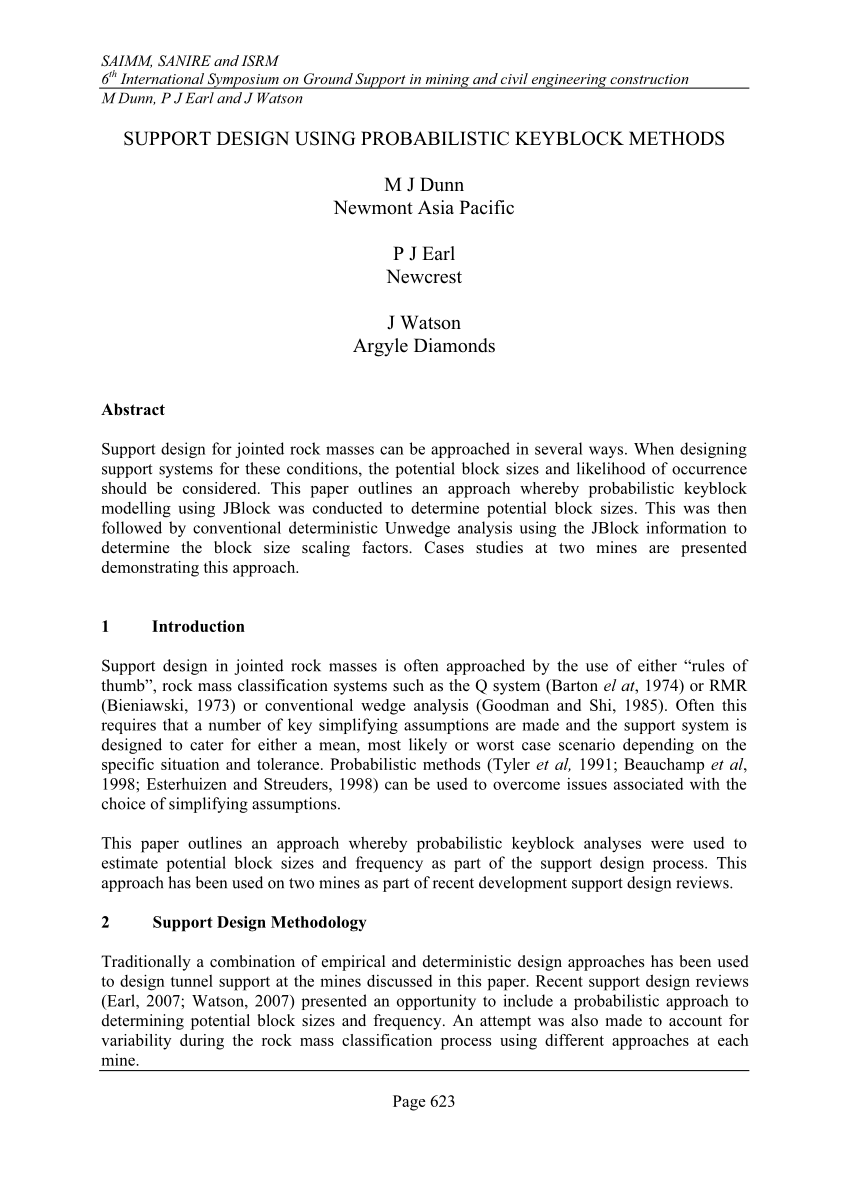 (PDF) Support design using probabilistic keyblock methods