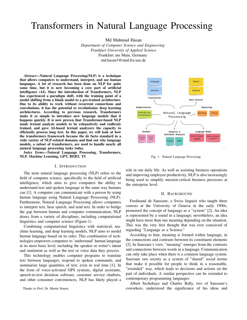 (PDF) Transformers in Natural Language Processing