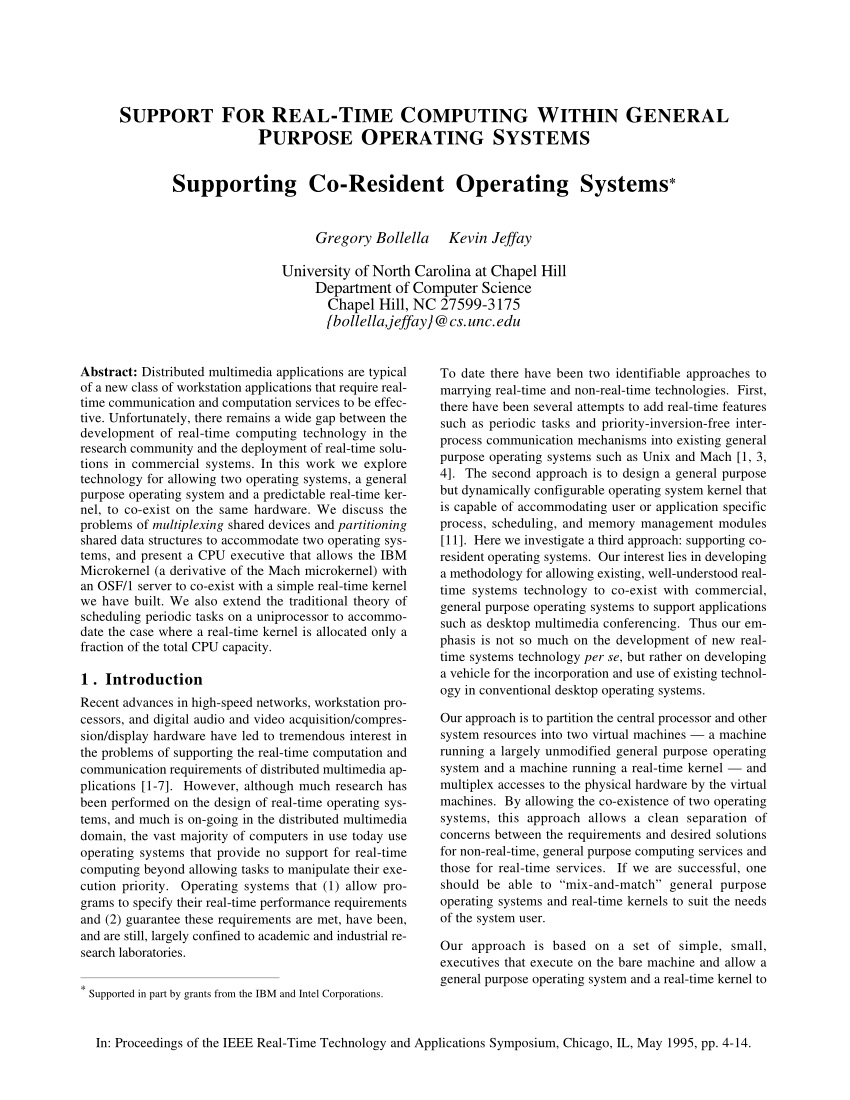 Pdf Support For Real Time Computing Within General Purpose