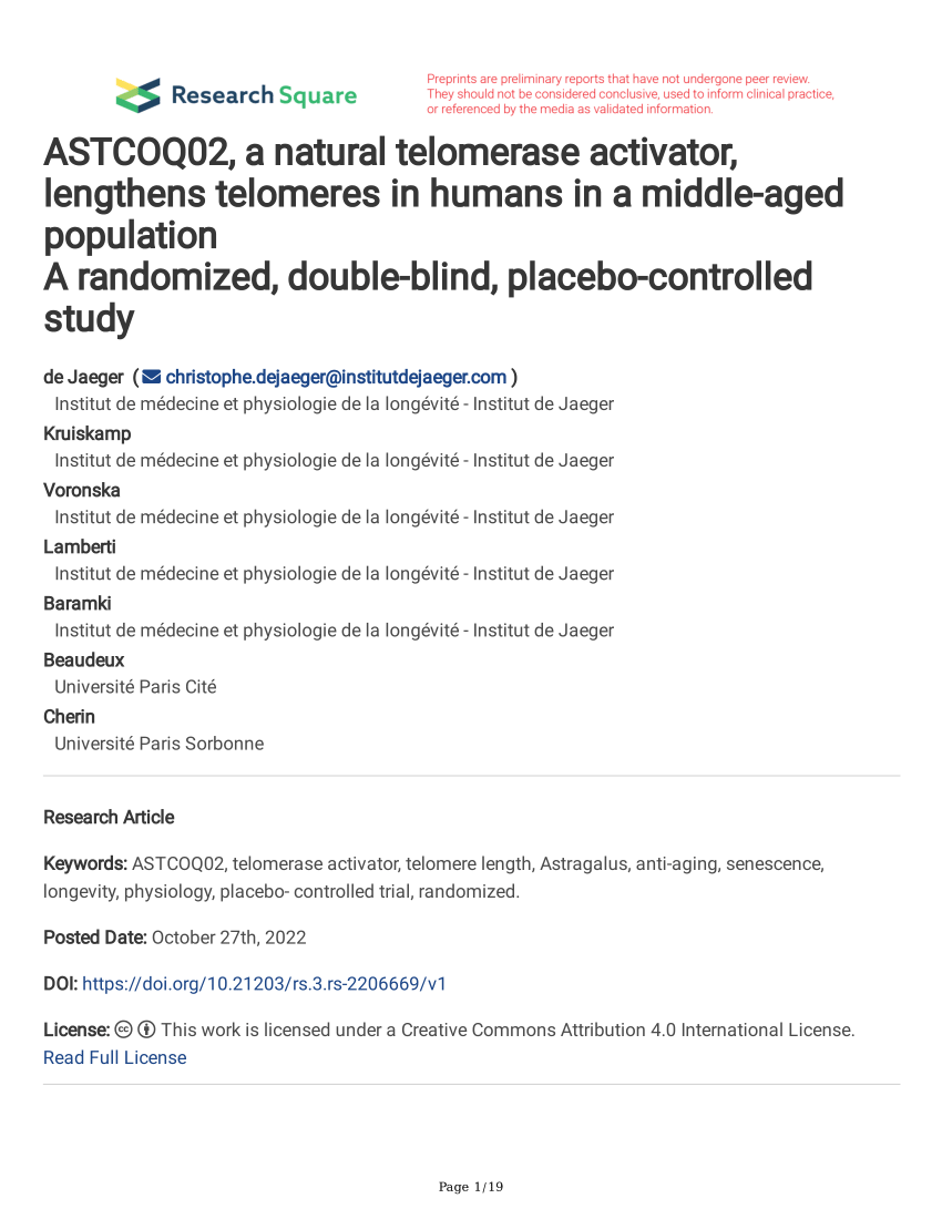 PDF ASTCOQ02 a natural telomerase activator lengthens telomeres  