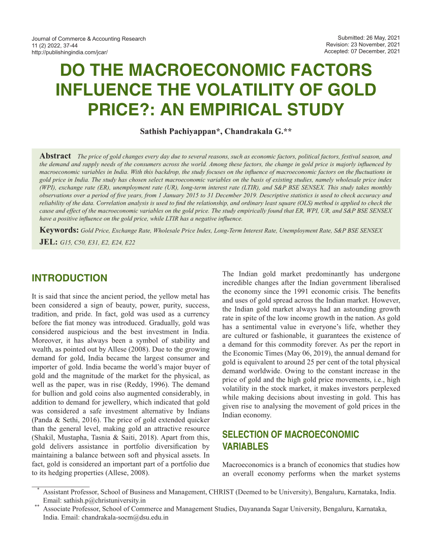 (PDF) DO THE MACROECONOMIC FACTORS INFLUENCE THE VOLATILITY OF GOLD