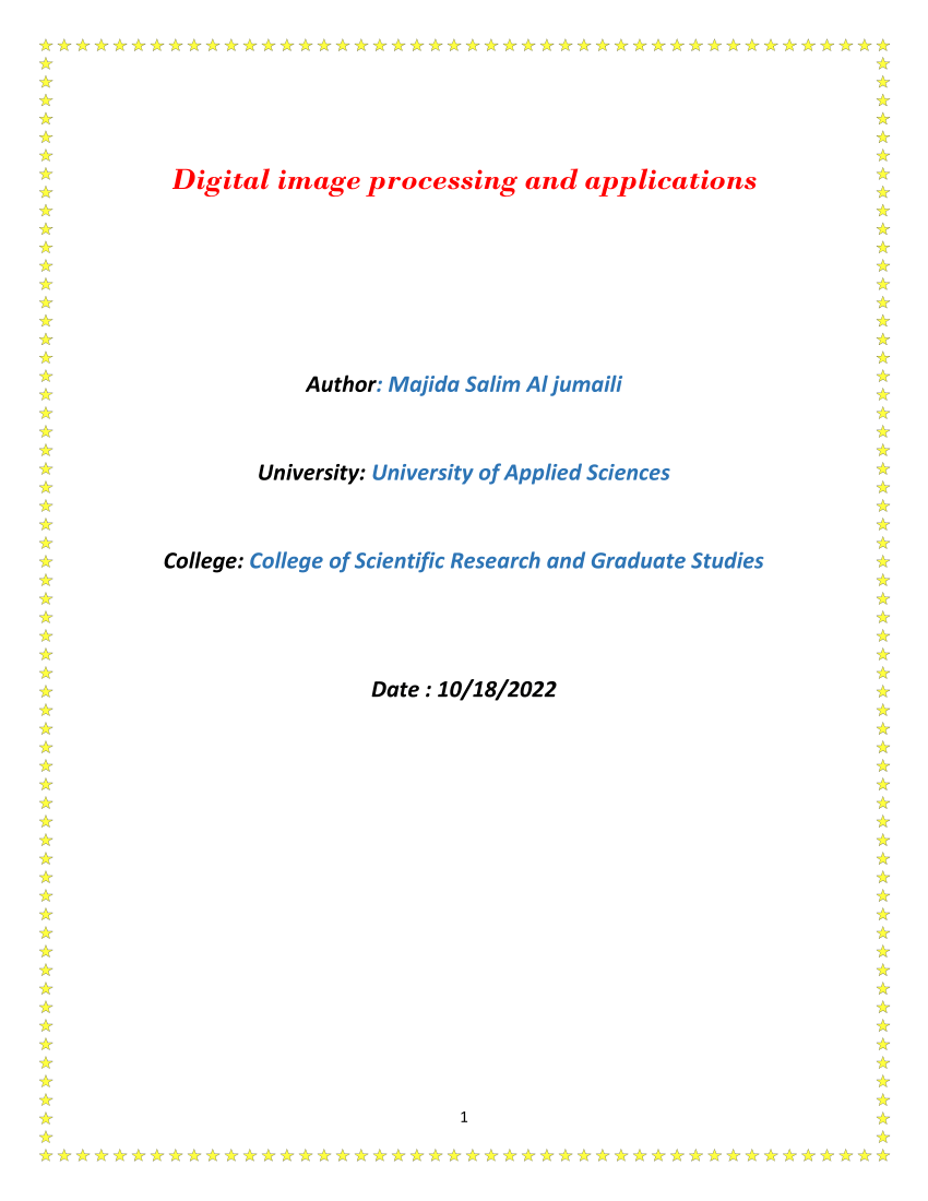 research papers on applications of image processing