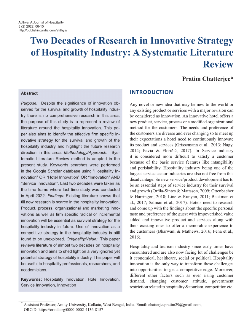 literature review hospitality industry