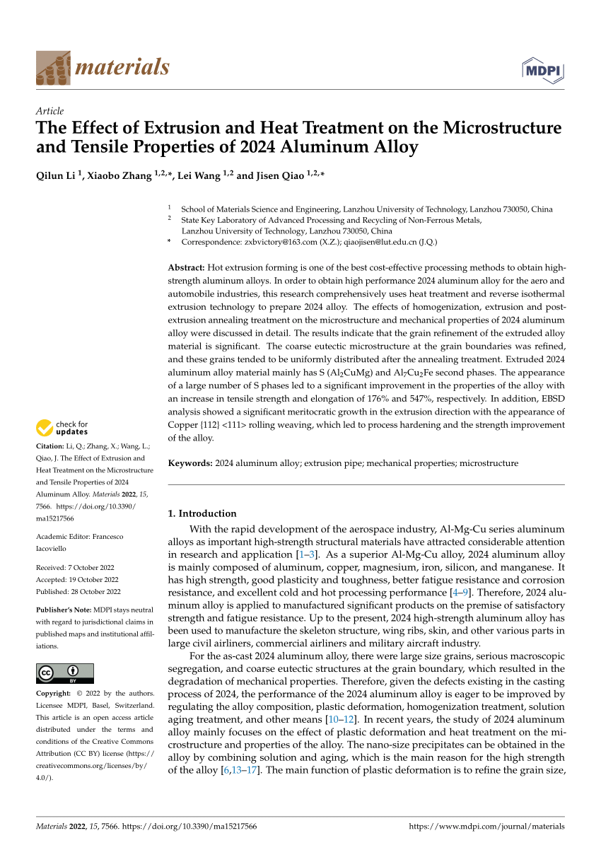 (PDF) The Effect of Extrusion and Heat Treatment on the Microstructure