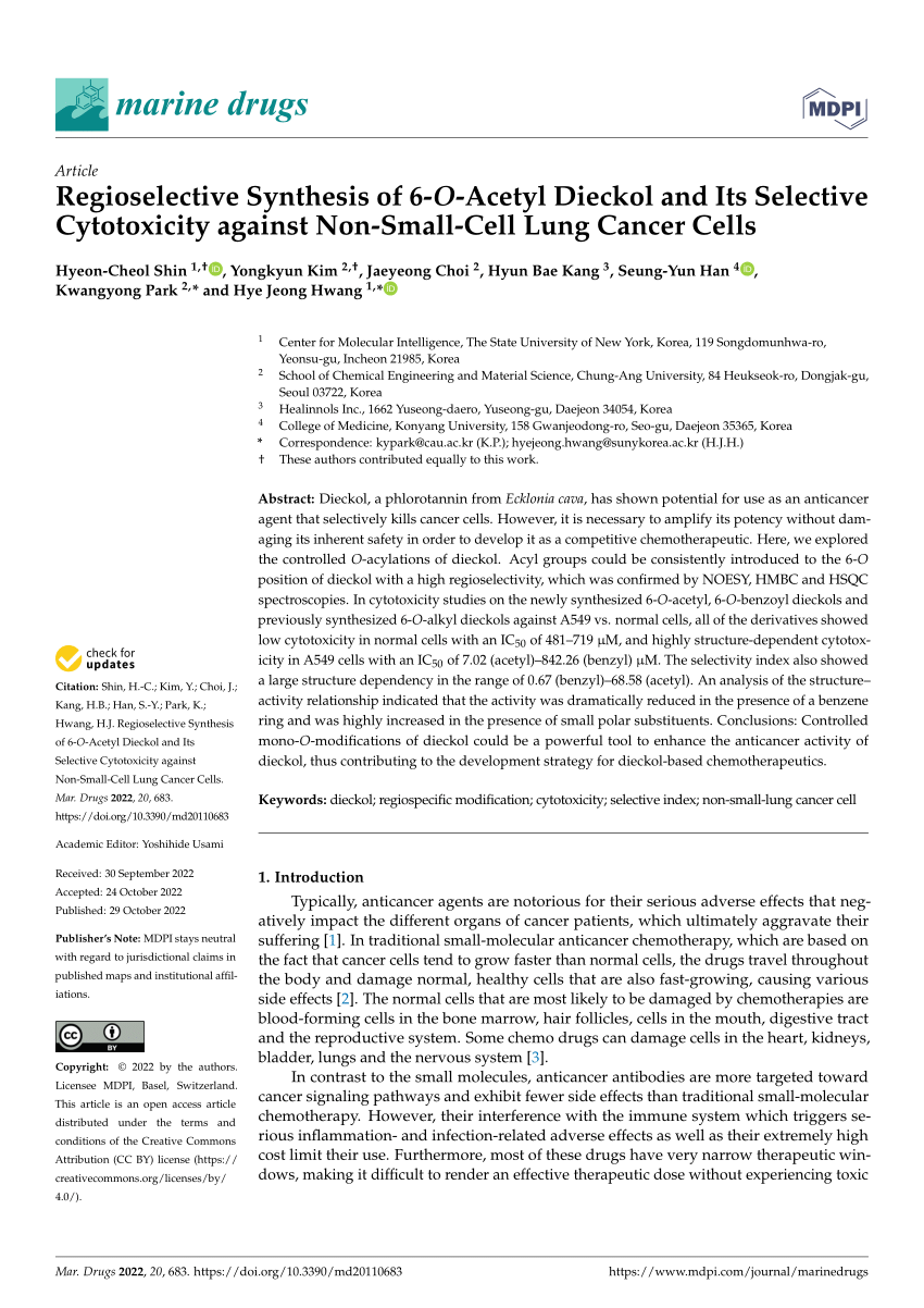 (PDF) Regioselective Synthesis of 6-O-Acetyl Dieckol and Its Selective