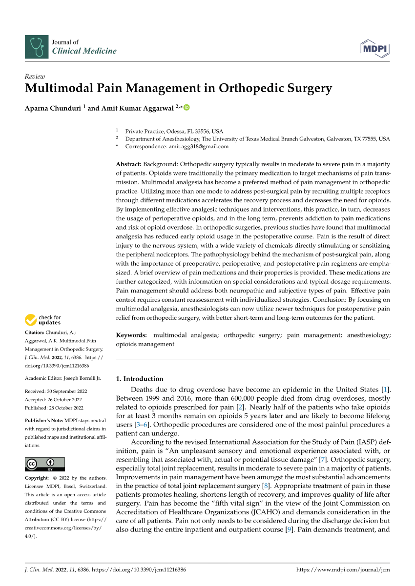 (PDF) Multimodal Pain Management in Orthopedic Surgery