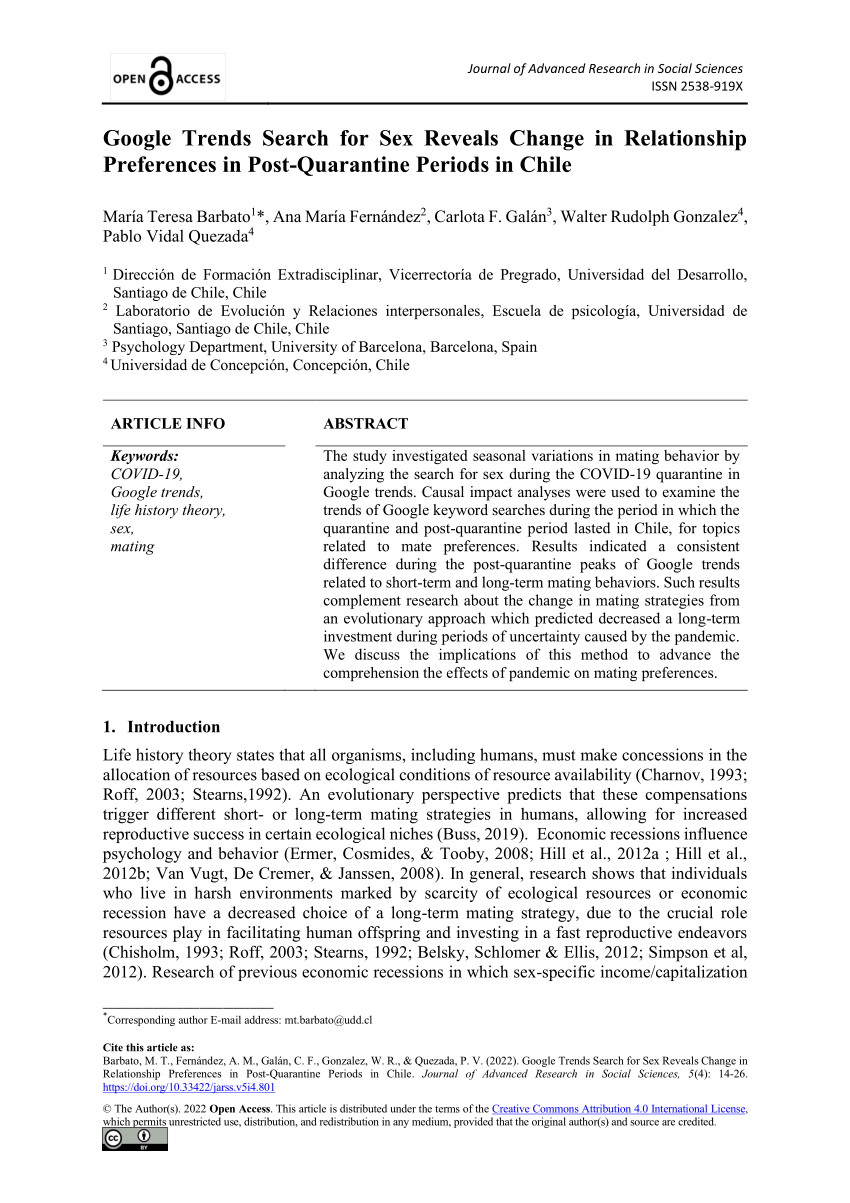 PDF) Google Trends Search for Sex Reveals Change in Relationship  Preferences in Post-Quarantine Periods in Chile