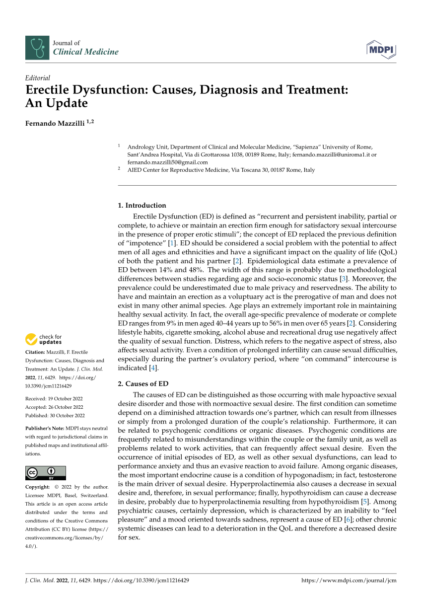 PDF Erectile Dysfunction Causes Diagnosis and Treatment An Update