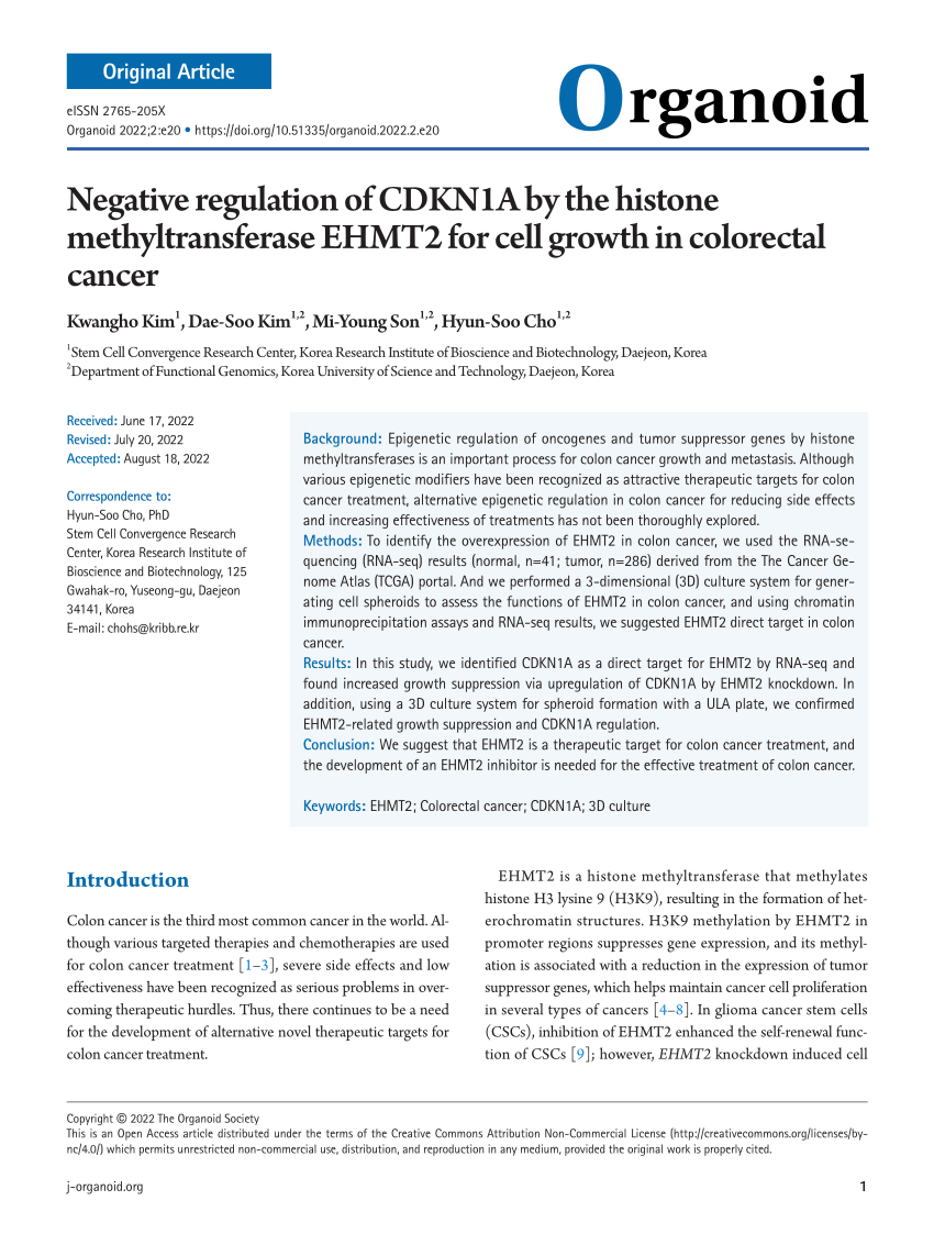 (PDF) Negative regulation of CDKN1A by the histone methyltransferase