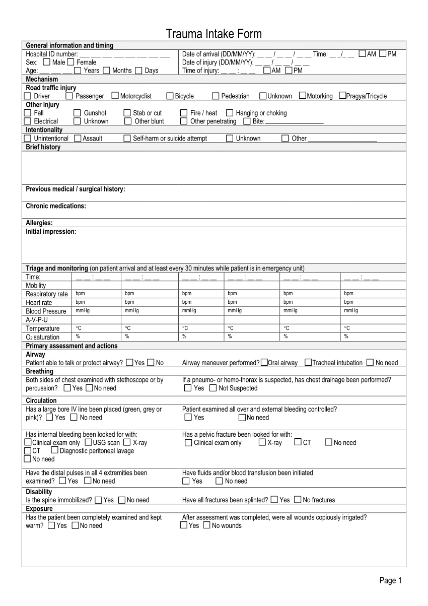 (PDF) Trauma Intake Form