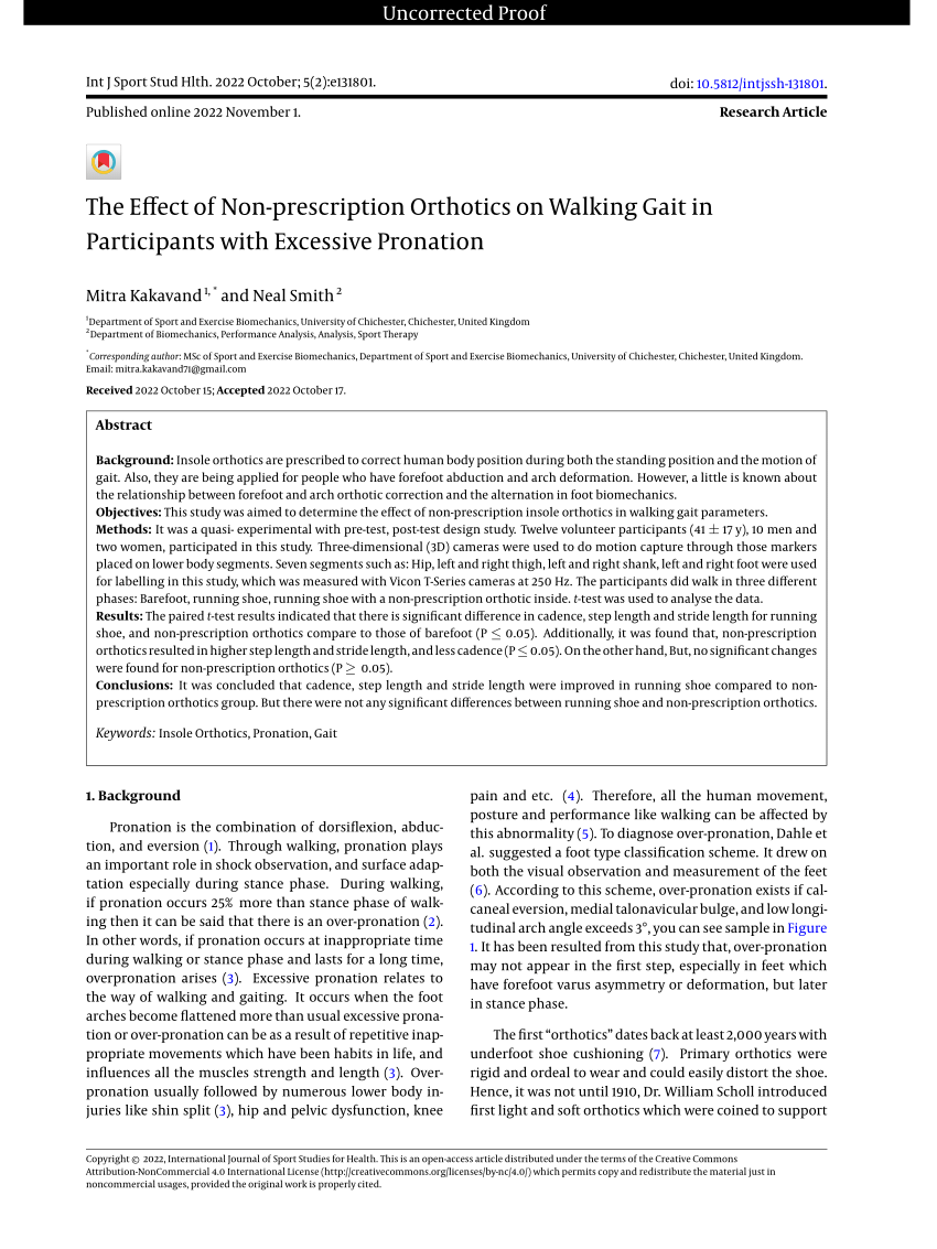 (PDF) The Effect of Non-prescription Orthotics on Walking Gait in