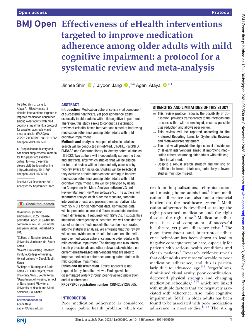 Pdf Effectiveness Of Ehealth Interventions Targeted To Improve Medication Adherence Among 2076