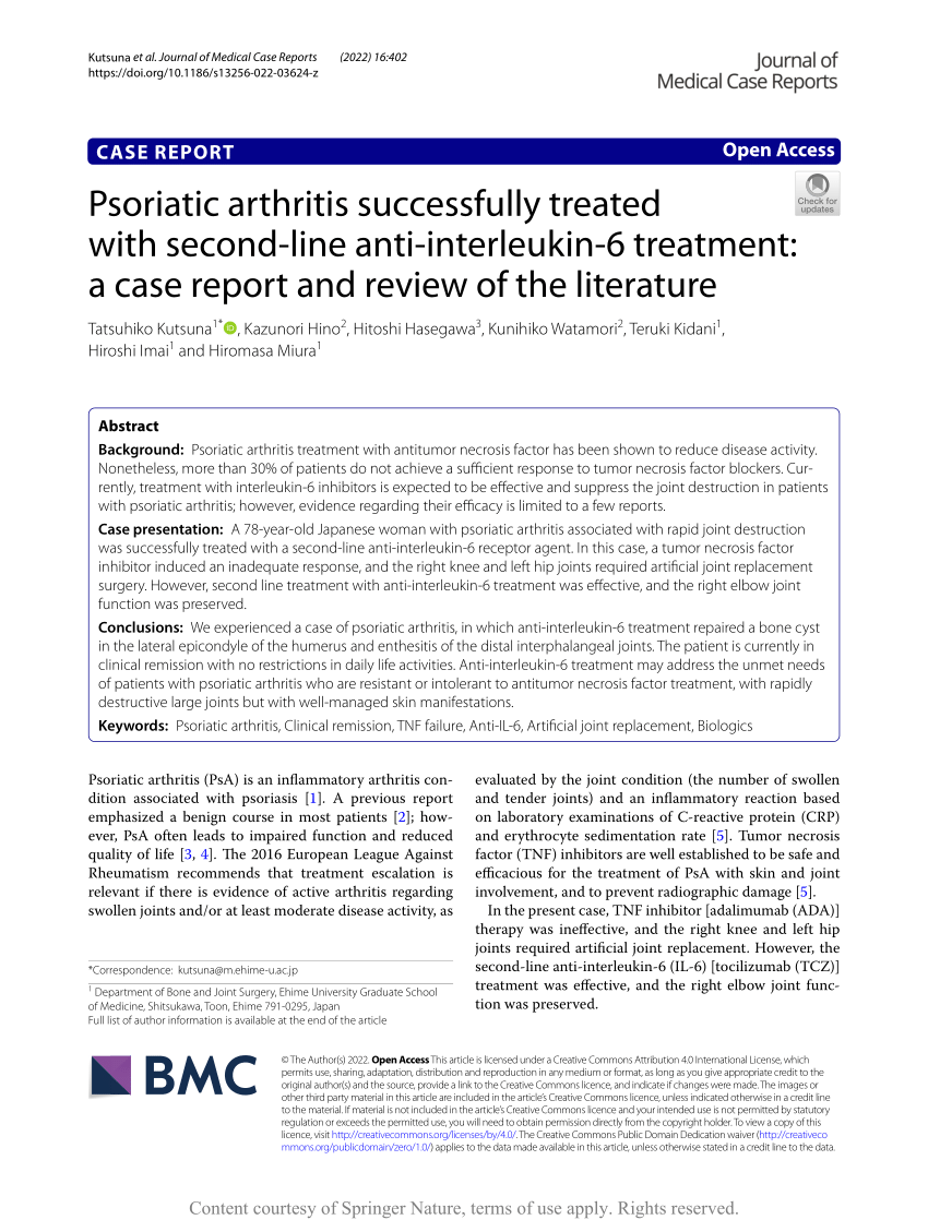literature review of psoriatic arthritis