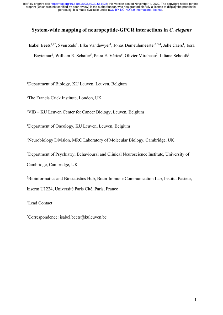 PDF) System-wide mapping of neuropeptide-GPCR interactions in C 