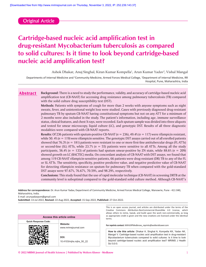 Pdf Cartridge Based Nucleic Acid Amplification Test In Drug Resistant Mycobacterium 3966