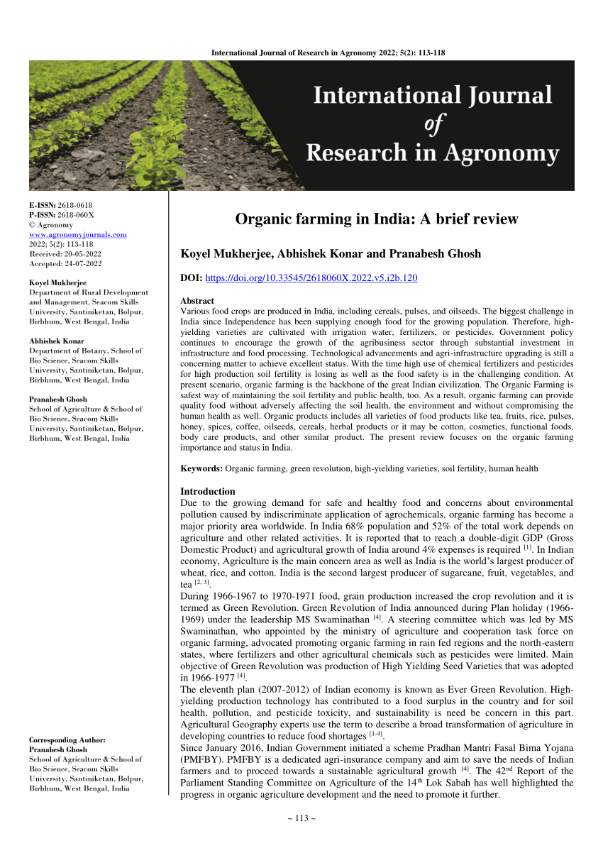 organic farming in india essay in english