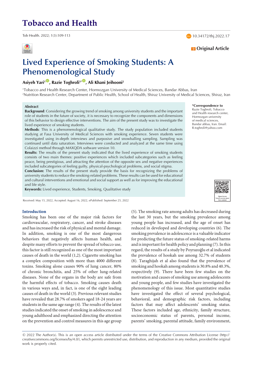 literature review on smoking among students