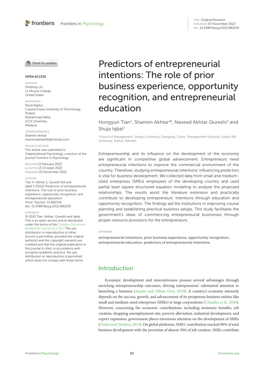 literature review on entrepreneurial intentions