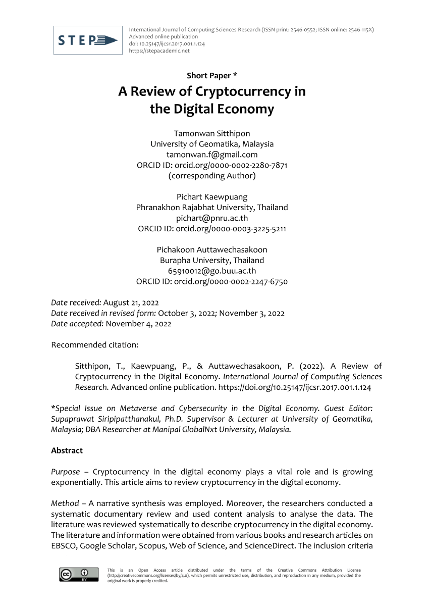 cryptocurrency research paper 2022 pdf