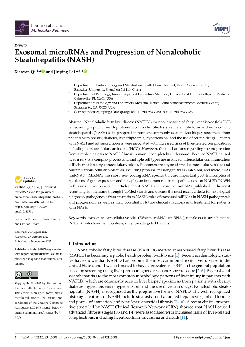 PDF) Exosomal microRNAs and Progression of Nonalcoholic 