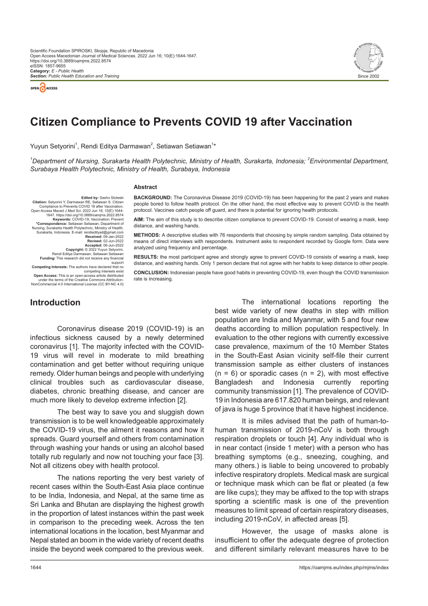 (PDF) Citizen Compliance to Prevents COVID 19 after Vaccination