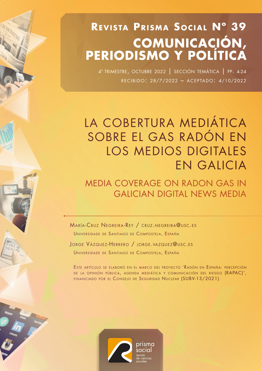 Pdf La Cobertura Mediática Sobre El Gas Radón En Los Medios Digitales En Galicia 7760