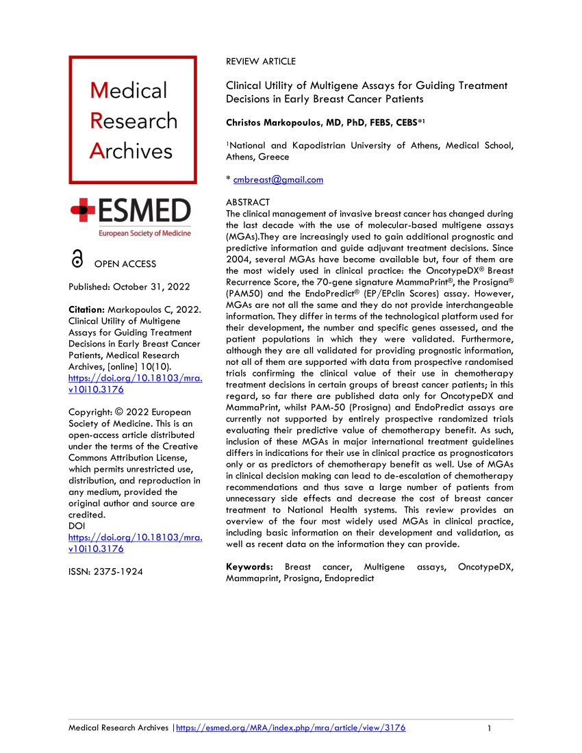 medical research archives journal ranking