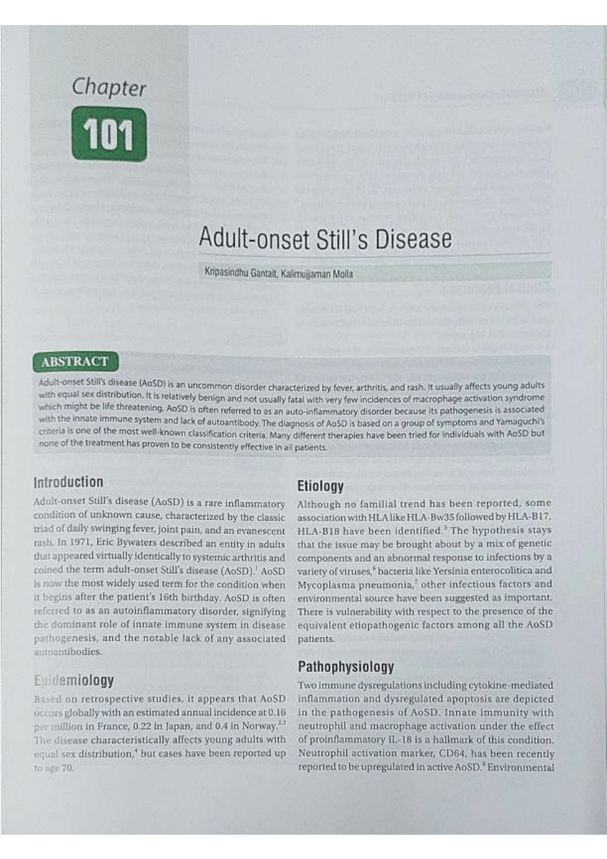 Pdf Adult Onset Still Disease