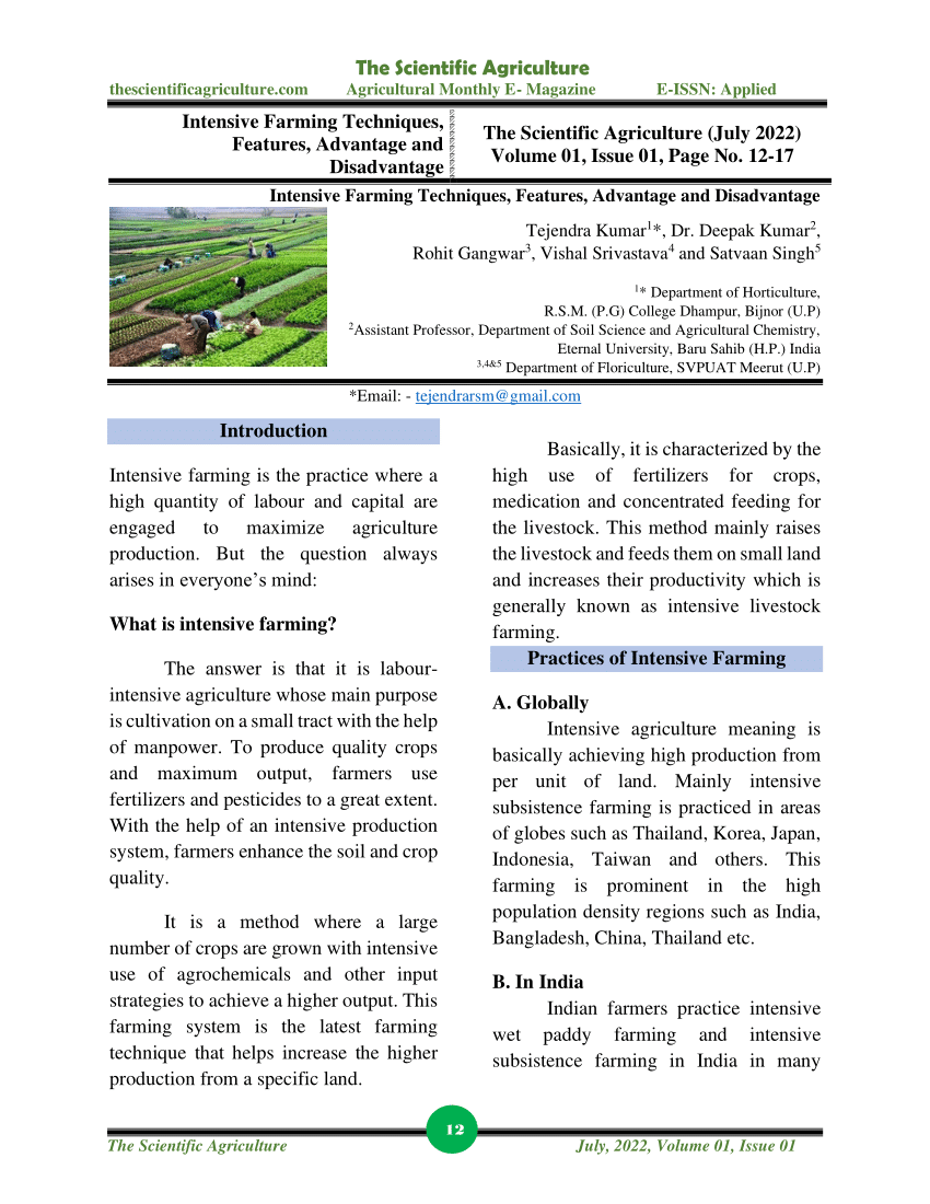 (PDF) Intensive Farming Techniques, Features, Advantage and Disadvantage