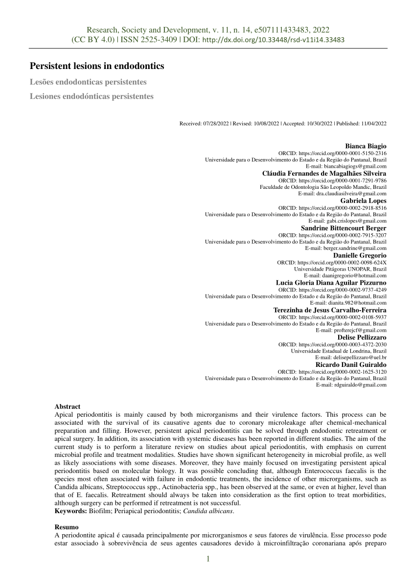 PDF Les es endodonticas persistentes