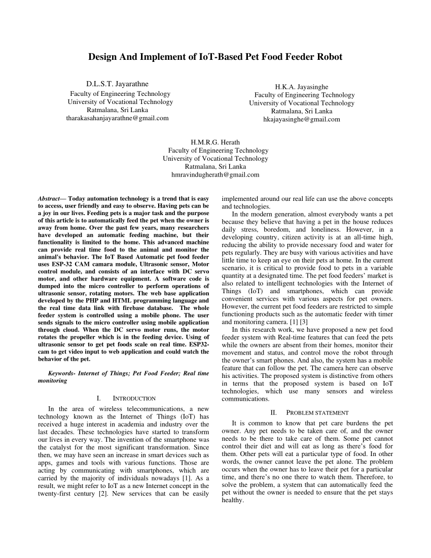 pet feeder iot project research paper