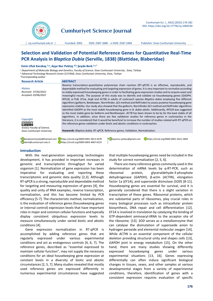 PDF Selection and Validation of Potential Reference Genes for  