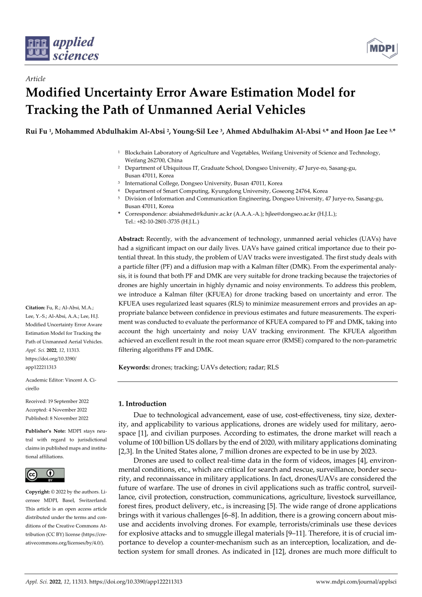 (PDF) Modified Uncertainty Error Aware Estimation Model for Tracking