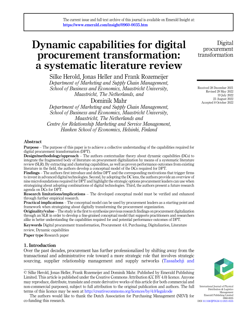 the shape of digital transformation a systematic literature review