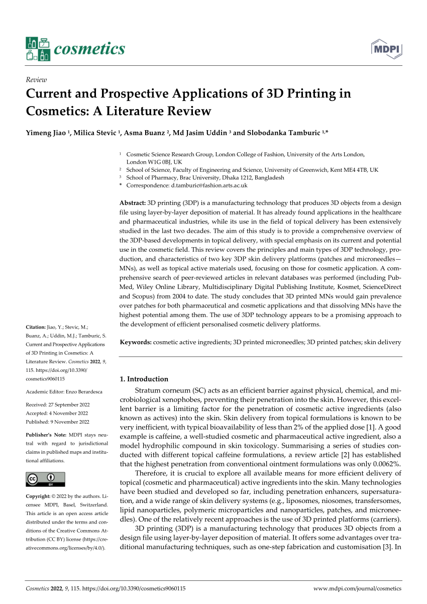 literature review 3d printing