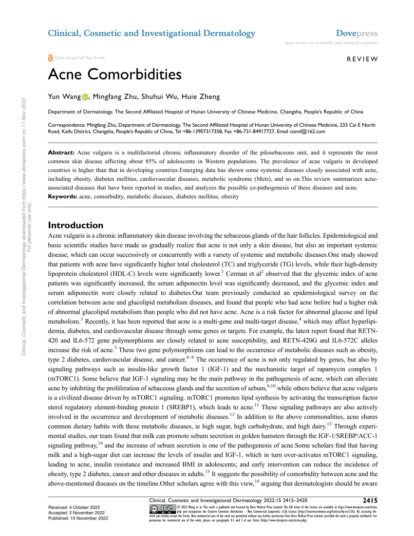 Epidemiology and extracutaneous comorbidities of severe acne in