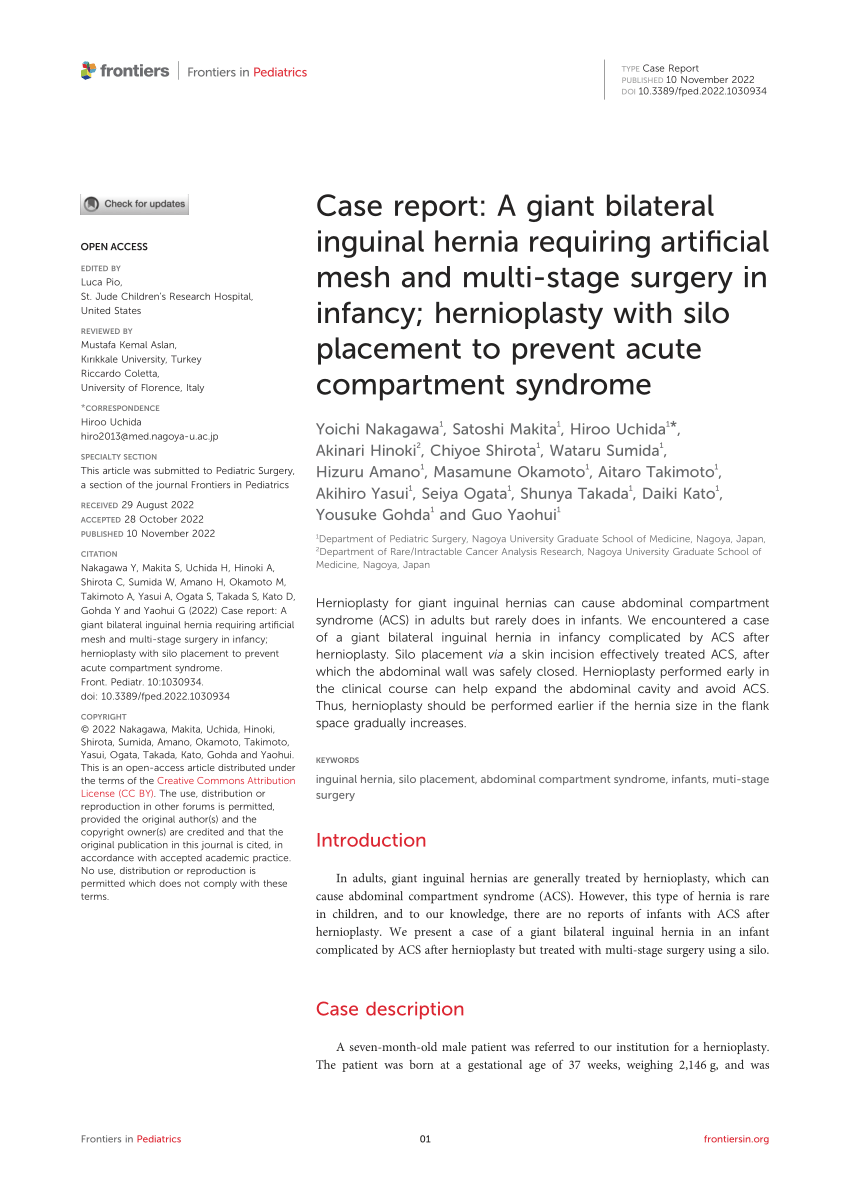 Pdf Case Report A Giant Bilateral Inguinal Hernia Requiring Artificial Mesh And Multi Stage 