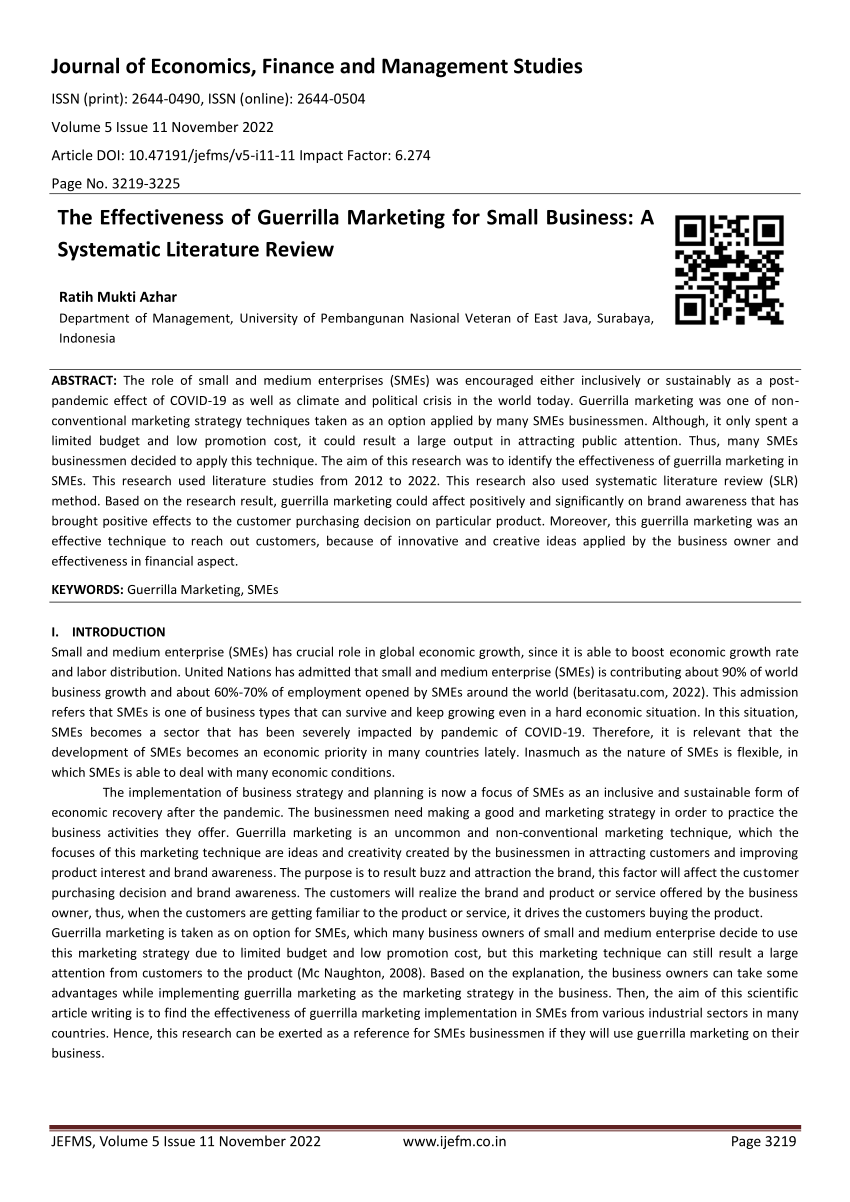 research paper on guerrilla marketing