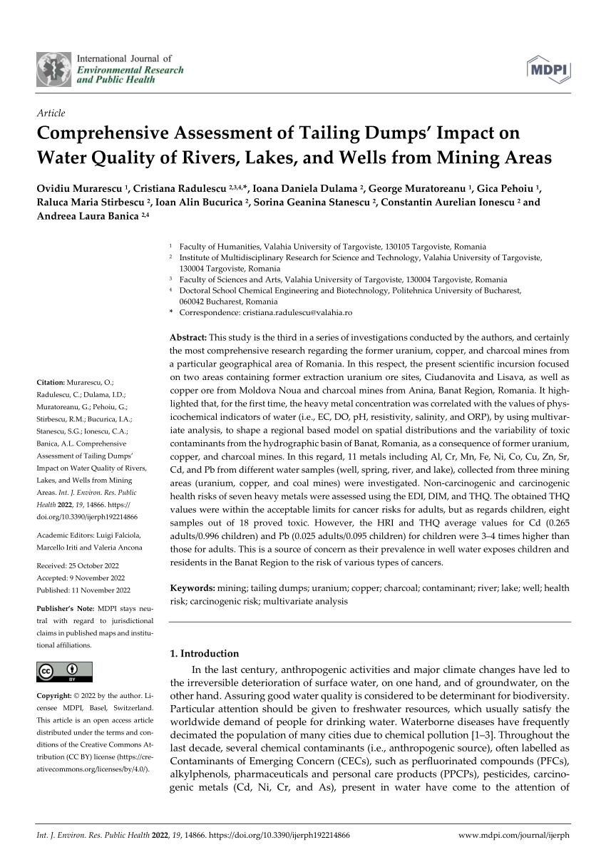 (PDF) Comprehensive Assessment of Tailing Dumps' Impact on Water Sns-Brigh10