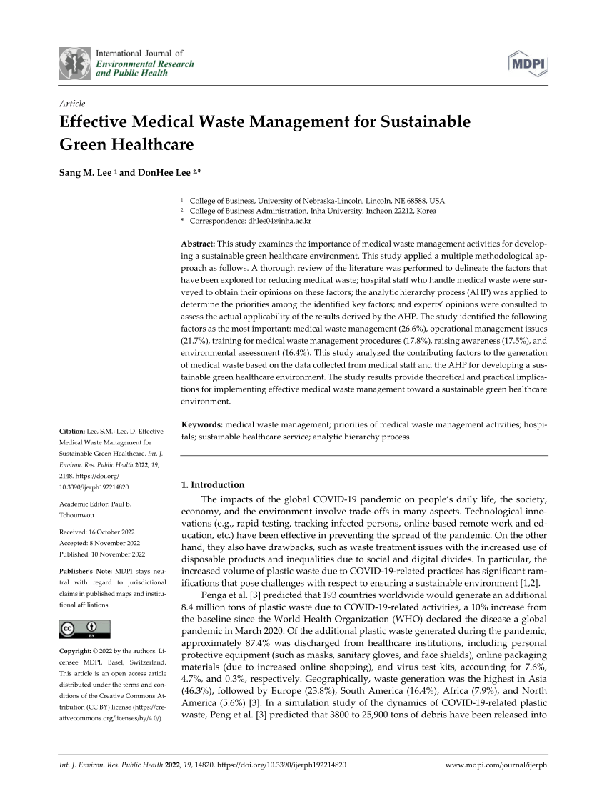 research topics on medical waste