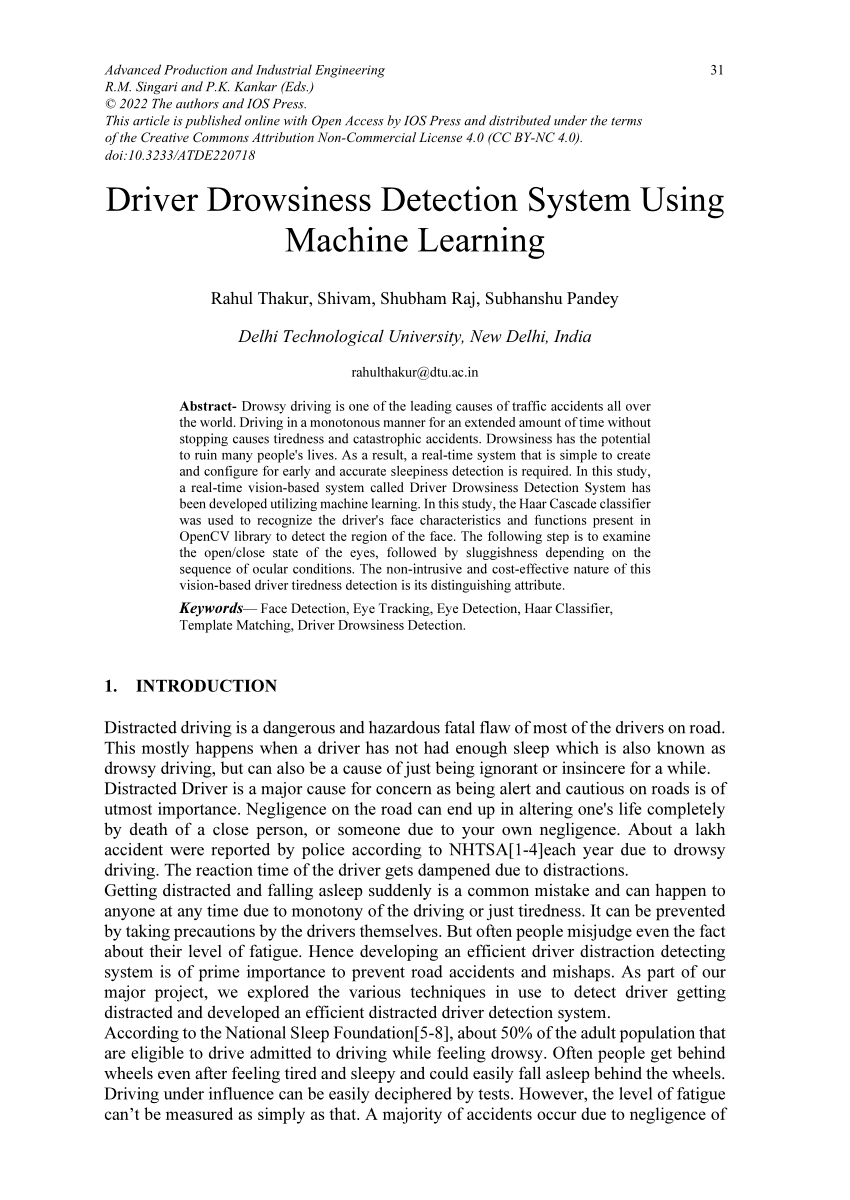 literature survey for driver drowsiness detection system