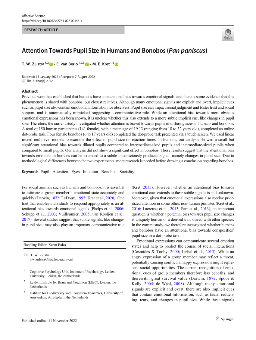 (PDF) Attention Towards Pupil Size in Humans and Bonobos (Pan paniscus)