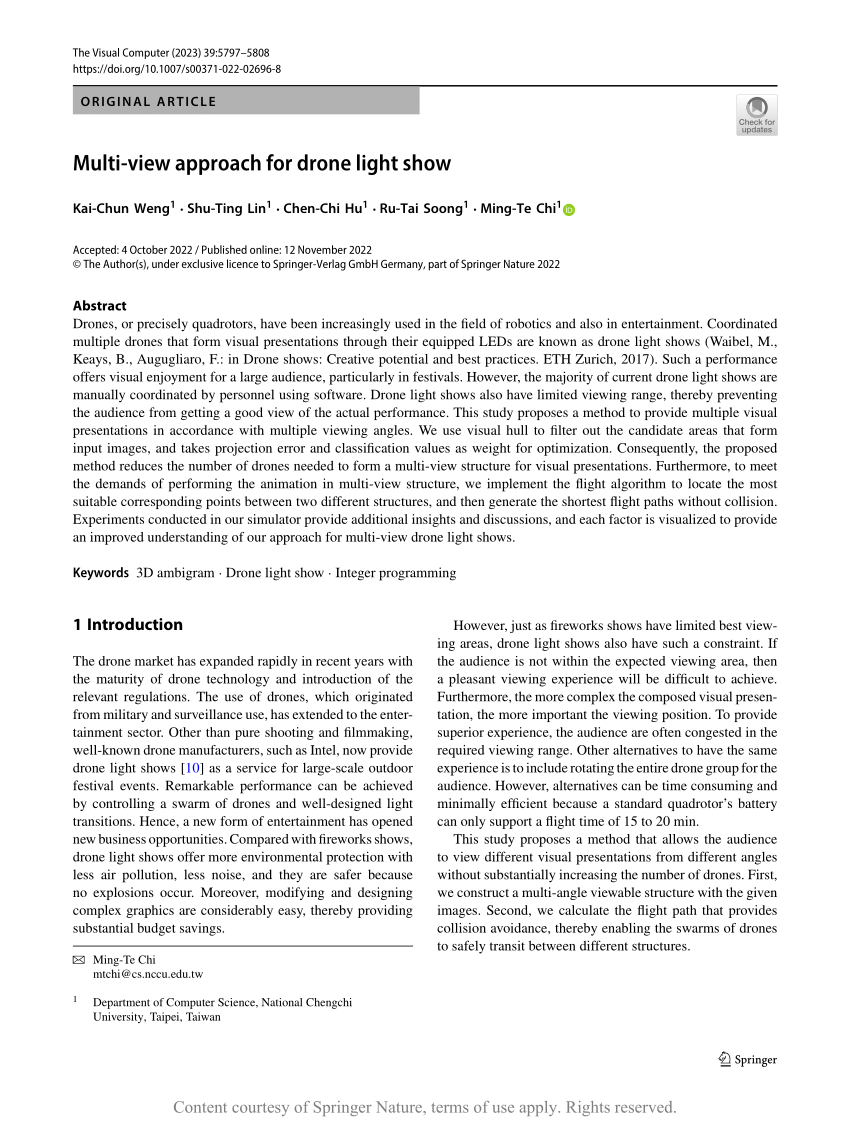 Multiview approach for drone light show Request PDF