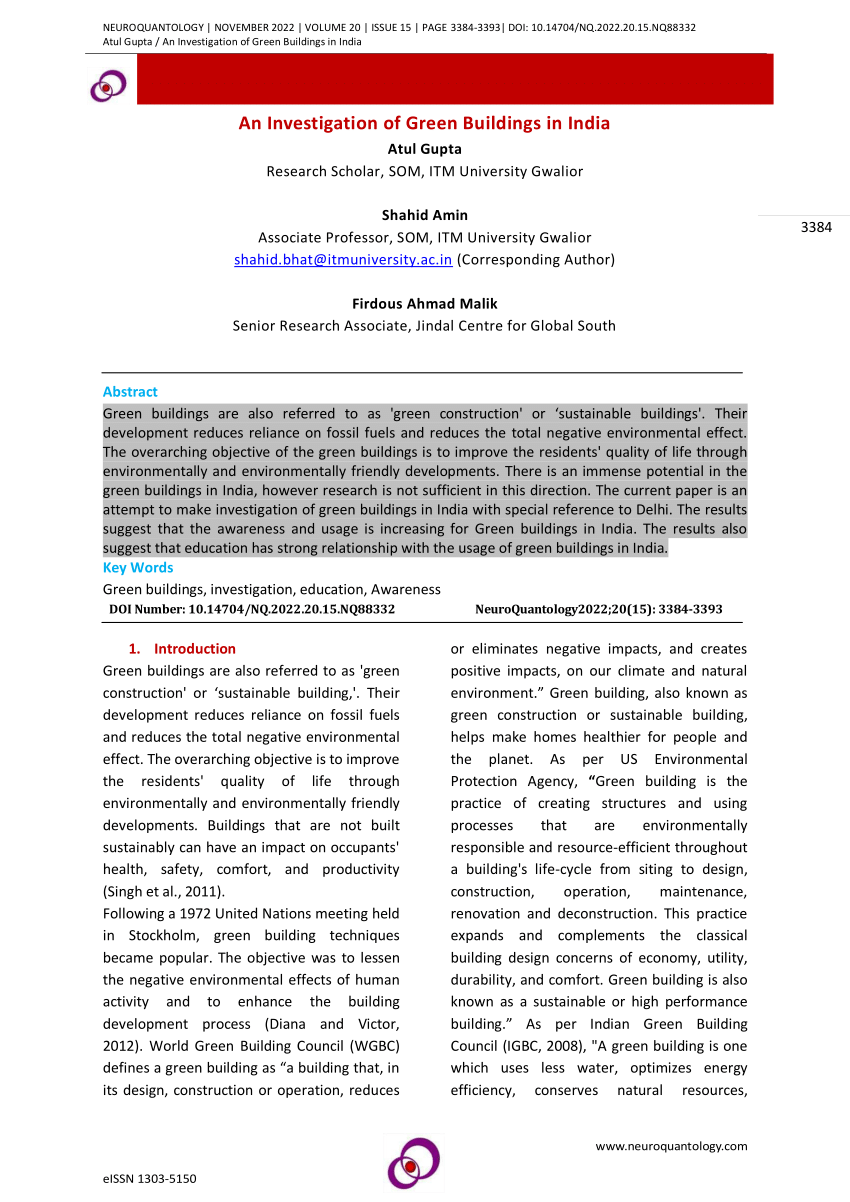 thesis on green building in india