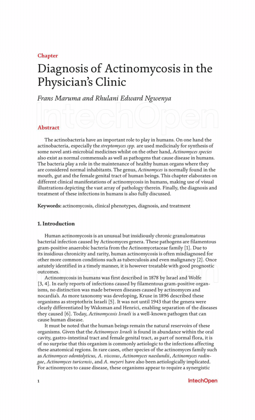 Pdf Diagnosis Of Actinomycosis In The Physicians Clinic