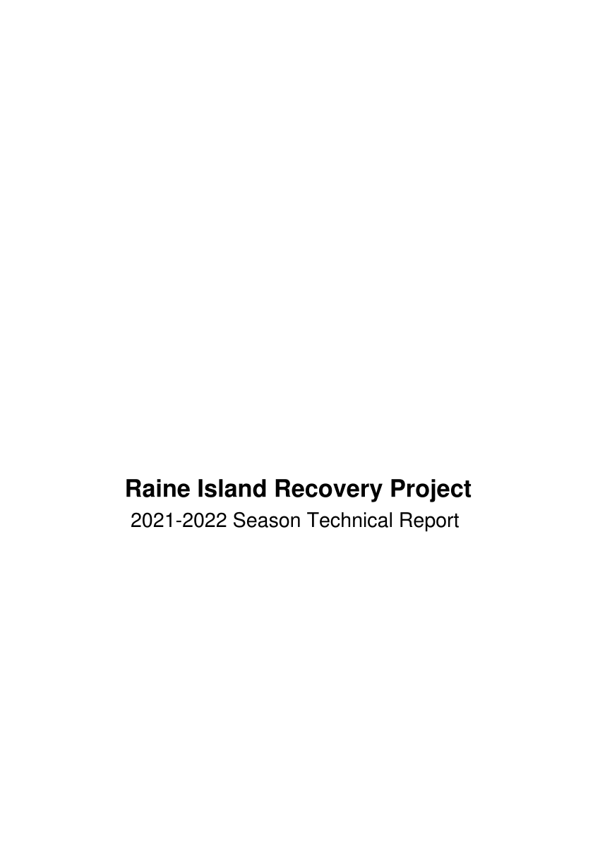 (PDF) Raine Island Recovery Project 2021 2022 Season Technical Report