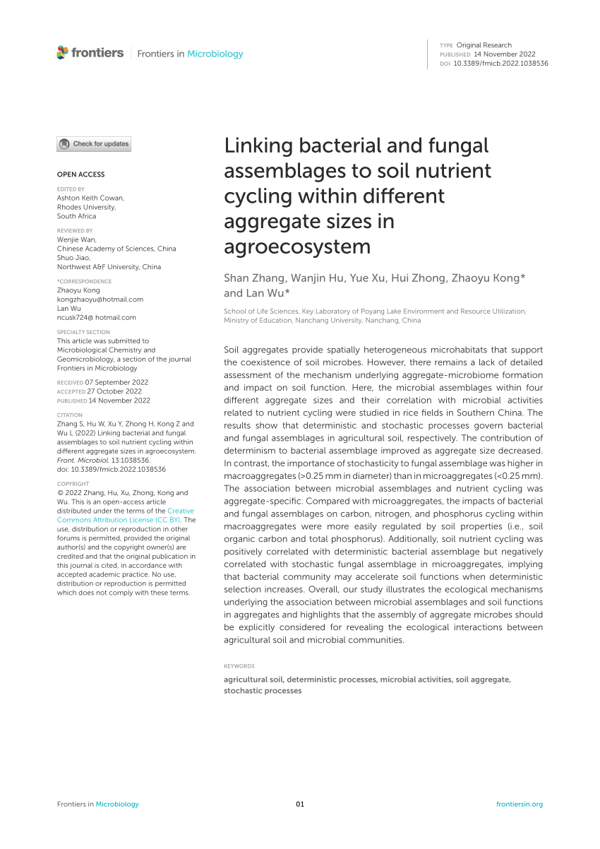 PDF) Linking bacterial and fungal assemblages to soil nutrient 
