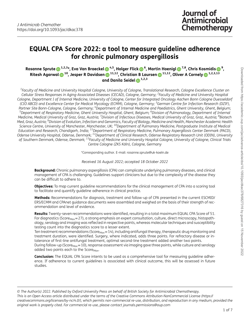 (PDF) EQUAL CPA Score 2022 a tool to measure guideline adherence for