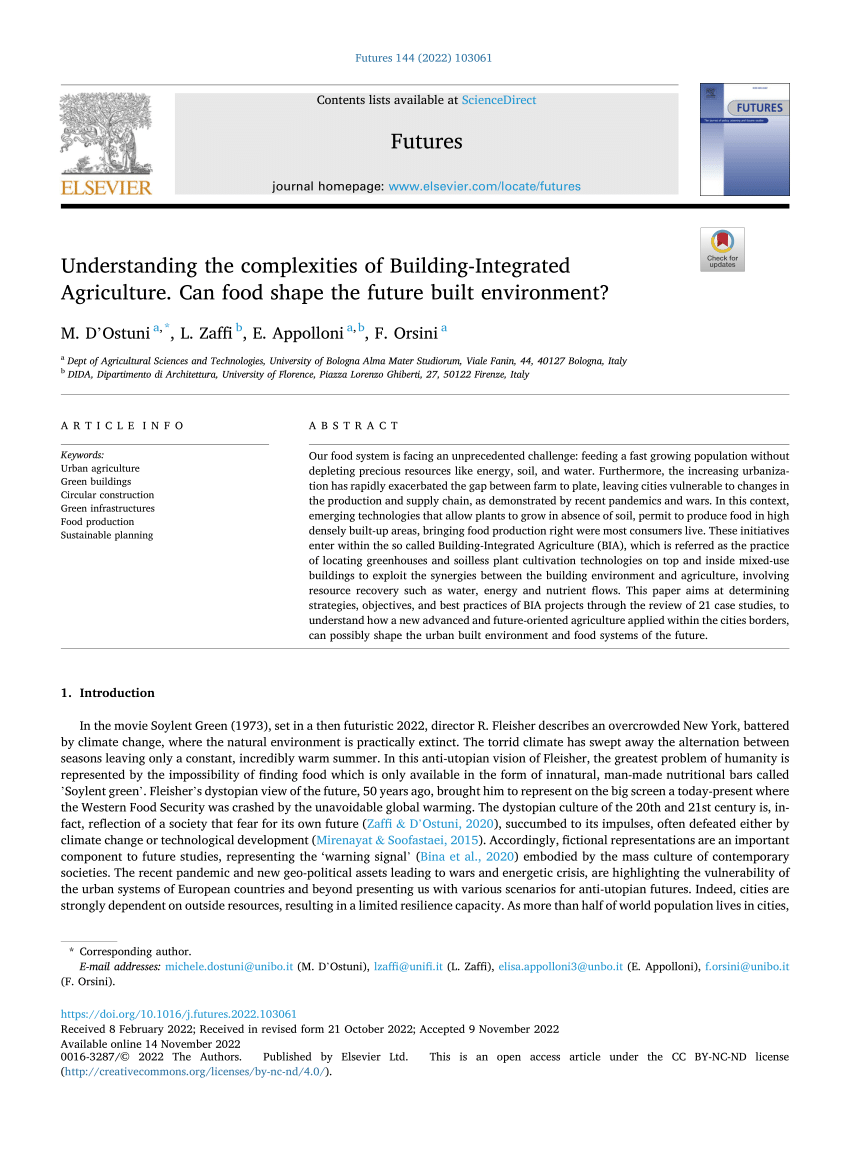 Understanding the complexities of Building-Integrated Agriculture. Can food  shape the future built environment? - ScienceDirect