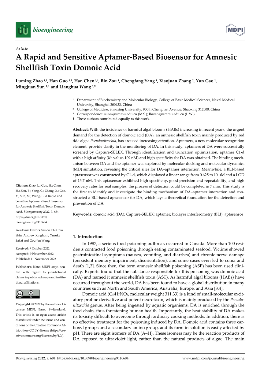 (PDF) A Rapid and Sensitive Aptamer-Based Biosensor for Amnesic